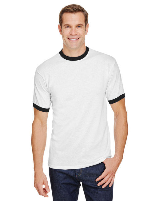 Adult Ringer T-Shirt - WHITE/ ROYAL - L