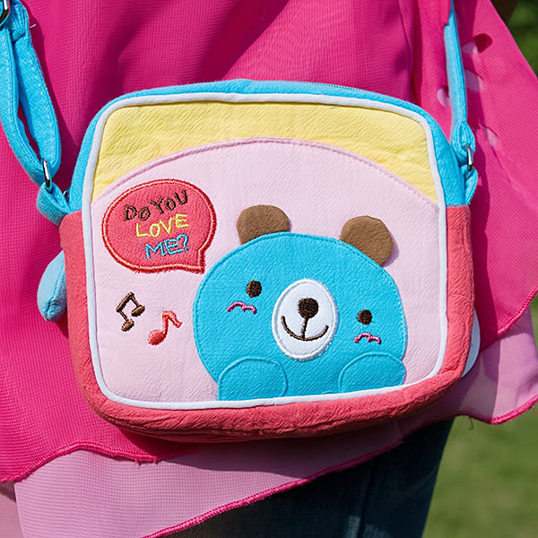 [Blue Bear] Embroidered Applique Swingpack Bag Purse / Wallet Bag / Shoulder Bag (5.5*4.7*1.2)