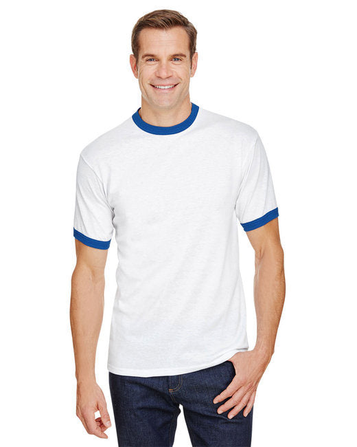 Adult Ringer T-Shirt - WHITE/ ROYAL - L