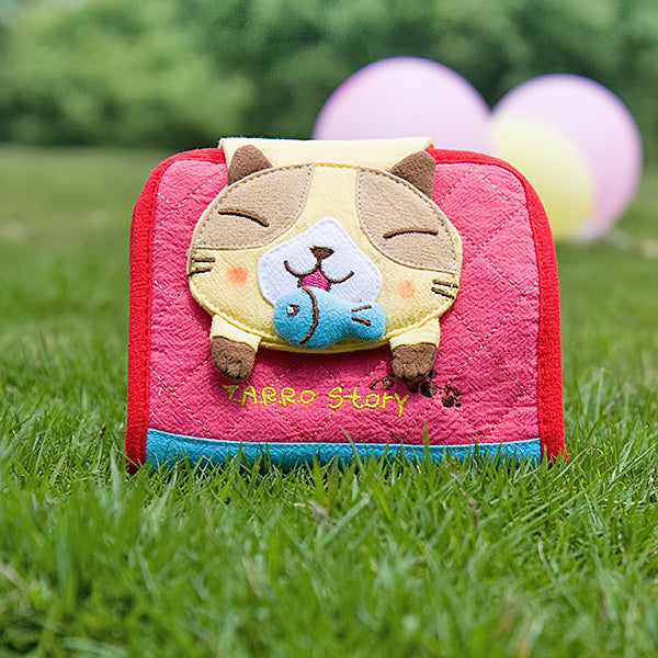 [Tarro story - Yellow Cat] Embroidered Applique Fabric Art Wallet Purse / Card Holder (4.9*3.9)