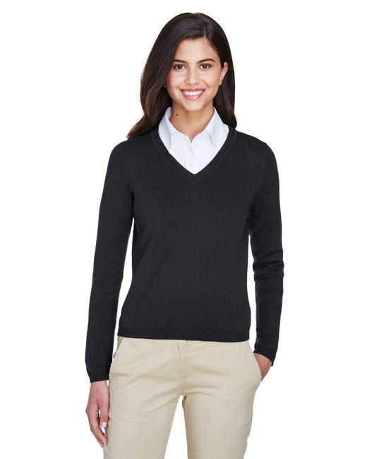 Ladies' V-Neck Sweater - GREY HEATHER - S