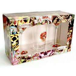 Don Ed Hardy Martini Shaker w/ 2 - 6 fl. oz Glasses