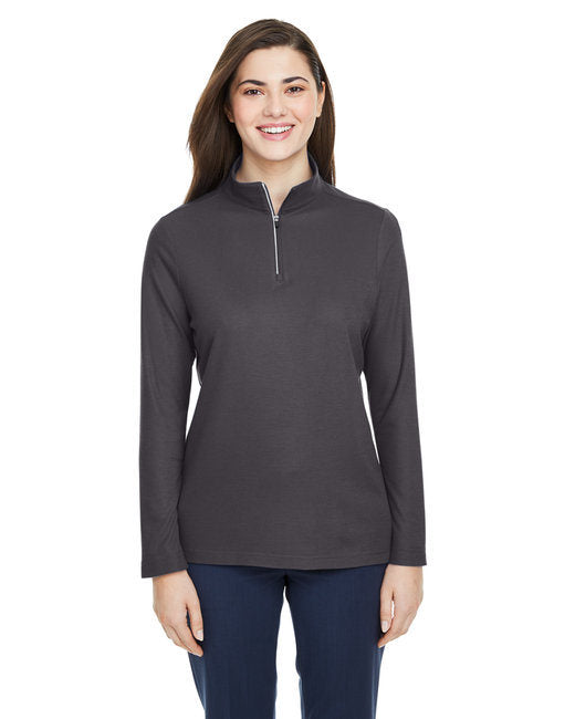 Ladies' Fusion ChromaSoft™ Pique Quarter-Zip - BLACK - XS
