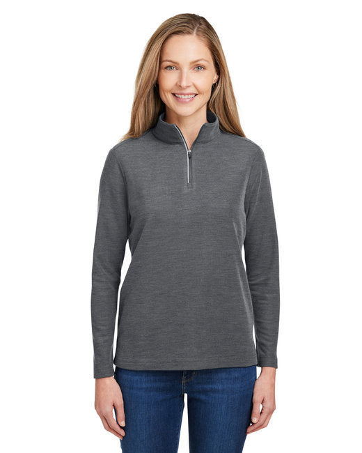 Ladies' Fusion ChromaSoft™ Pique Quarter-Zip - BLACK - XS