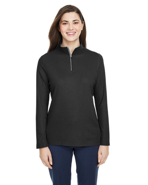 Ladies' Fusion ChromaSoft™ Pique Quarter-Zip - BLACK - XS
