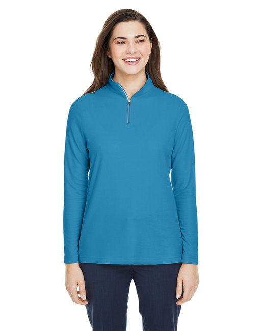 Ladies' Fusion ChromaSoft™ Pique Quarter-Zip - BLACK - XS