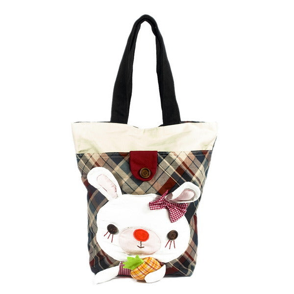 [Rabbit & Pineapple] 100% Cotton Canvas Shoulder Tote Bag / Shopper Bag