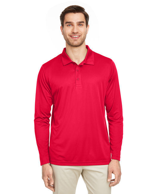 Men's Zone Performance Long Sleeve Polo - BLACK - XS