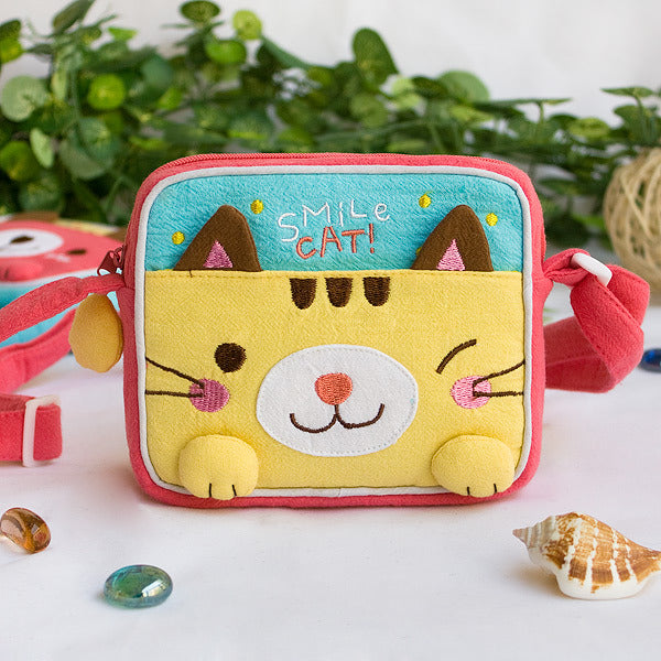 [Smile Cat] Embroidered Applique Swingpack Bag Purse / Wallet Bag / Shoulder Bag (5.5*4.7*1.2)