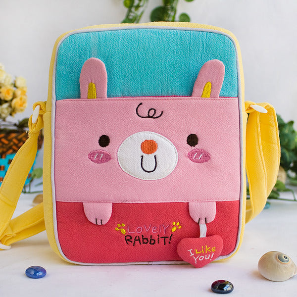 [Lovely Rabbit] Embroidered Applique Fabric Art Shoulder Bag / Swingpack / Travel Bag (8.1*6.5*2.4)