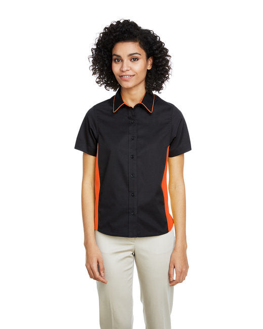 Ladies' Flash IL Colorblock Short Sleeve Shirt - BLACK/ DK CHARCL - XS