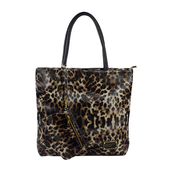 [Eva Bag] Leopard Double Handle Leatherette Satchel Bag Handbag Purse