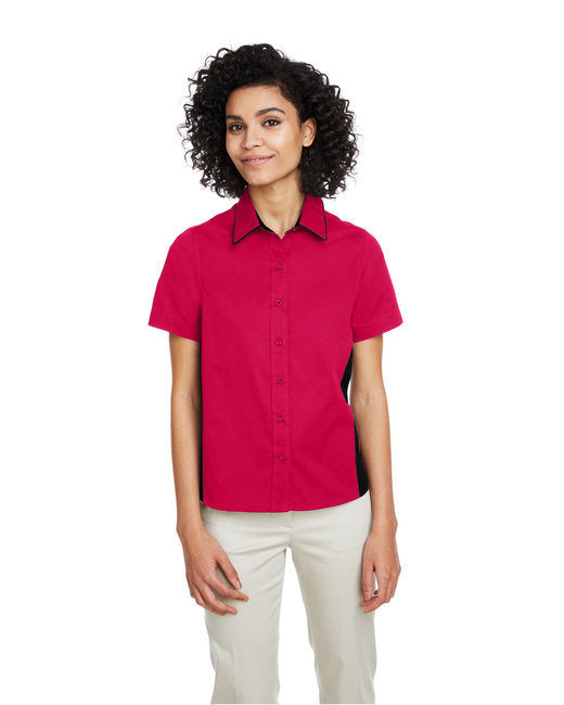 Ladies' Flash IL Colorblock Short Sleeve Shirt - BLACK/ DK CHARCL - XS