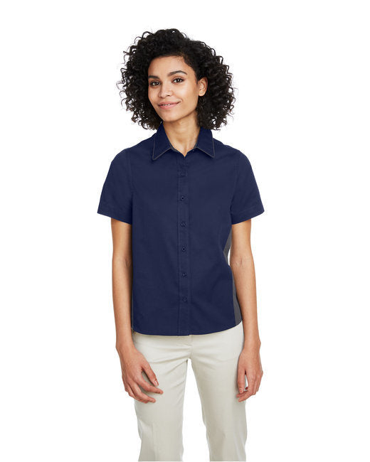 Ladies' Flash IL Colorblock Short Sleeve Shirt - BLACK/ DK CHARCL - XS