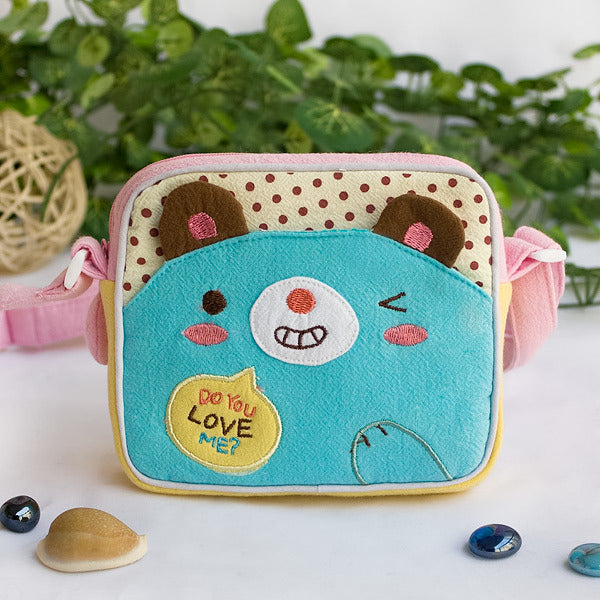 [Lovely Bear] Embroidered Applique Swingpack Bag Purse / Wallet Bag / Shoulder Bag (5.5*4.7*1.2)