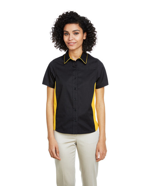 Ladies' Flash IL Colorblock Short Sleeve Shirt - BLACK/ DK CHARCL - XS