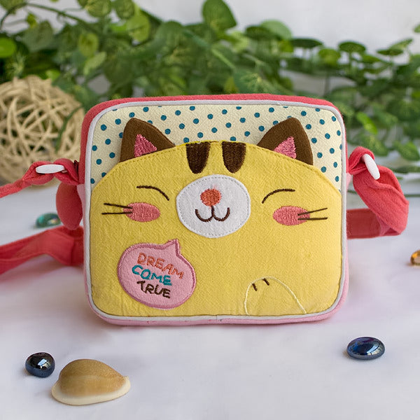 [Lovely Kitten] Embroidered Applique Swingpack Bag Purse / Wallet Bag / Shoulder Bag (5.5*4.7*1.2)