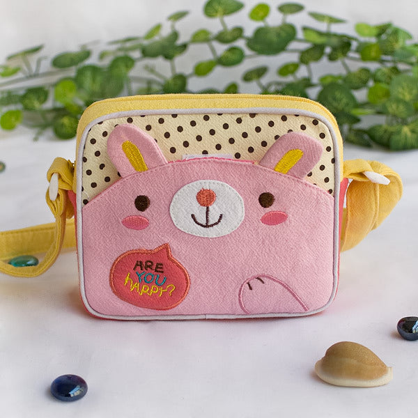 [Lovely Bunny] Embroidered Applique Swingpack Bag Purse / Wallet Bag / Shoulder Bag (5.5*4.7*1.2)