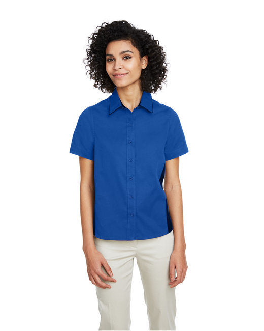 Ladies' Flash IL Colorblock Short Sleeve Shirt - BLACK/ DK CHARCL - XS