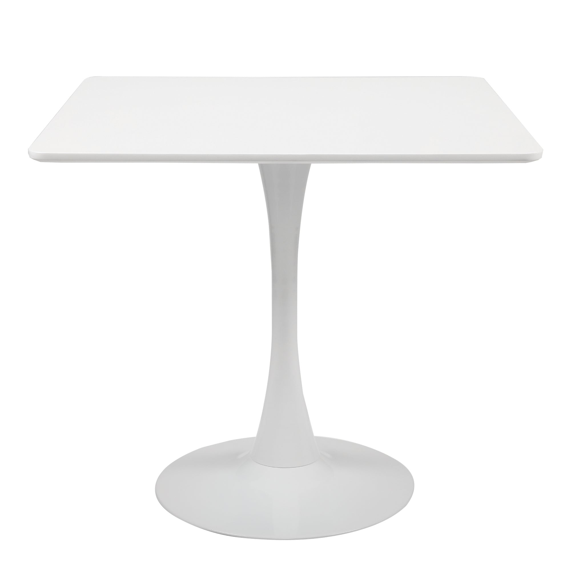 31.5"H White Tulip Table Mid-Century Dining Table with Round MDF Table Top;  Pedestal Dining Table;  End Table Leisure Coffee Table XH