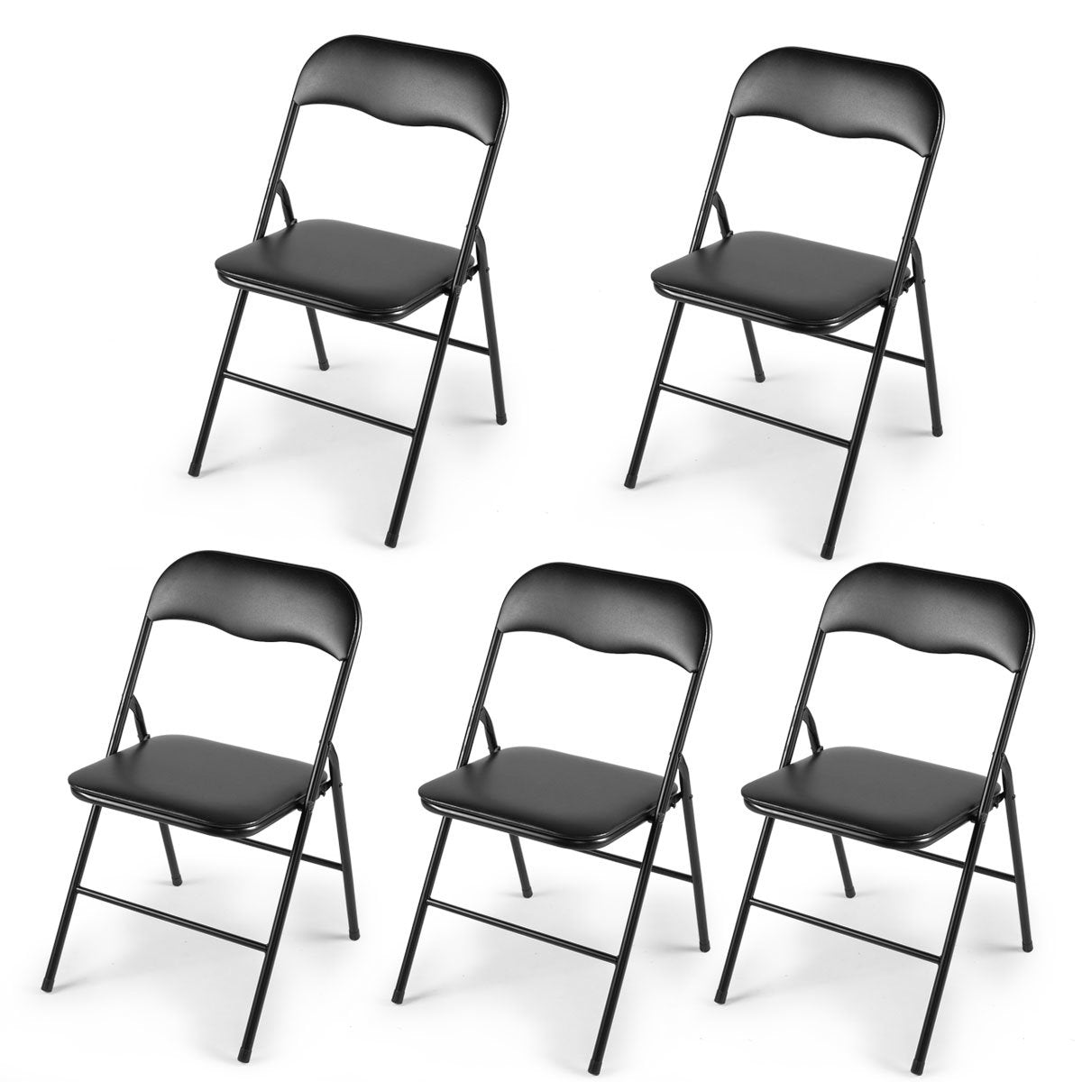 White/Black Plastic Folding Chair for Wedding Commercial Events Stackable Folding Chairs with Padded Cushion Seat