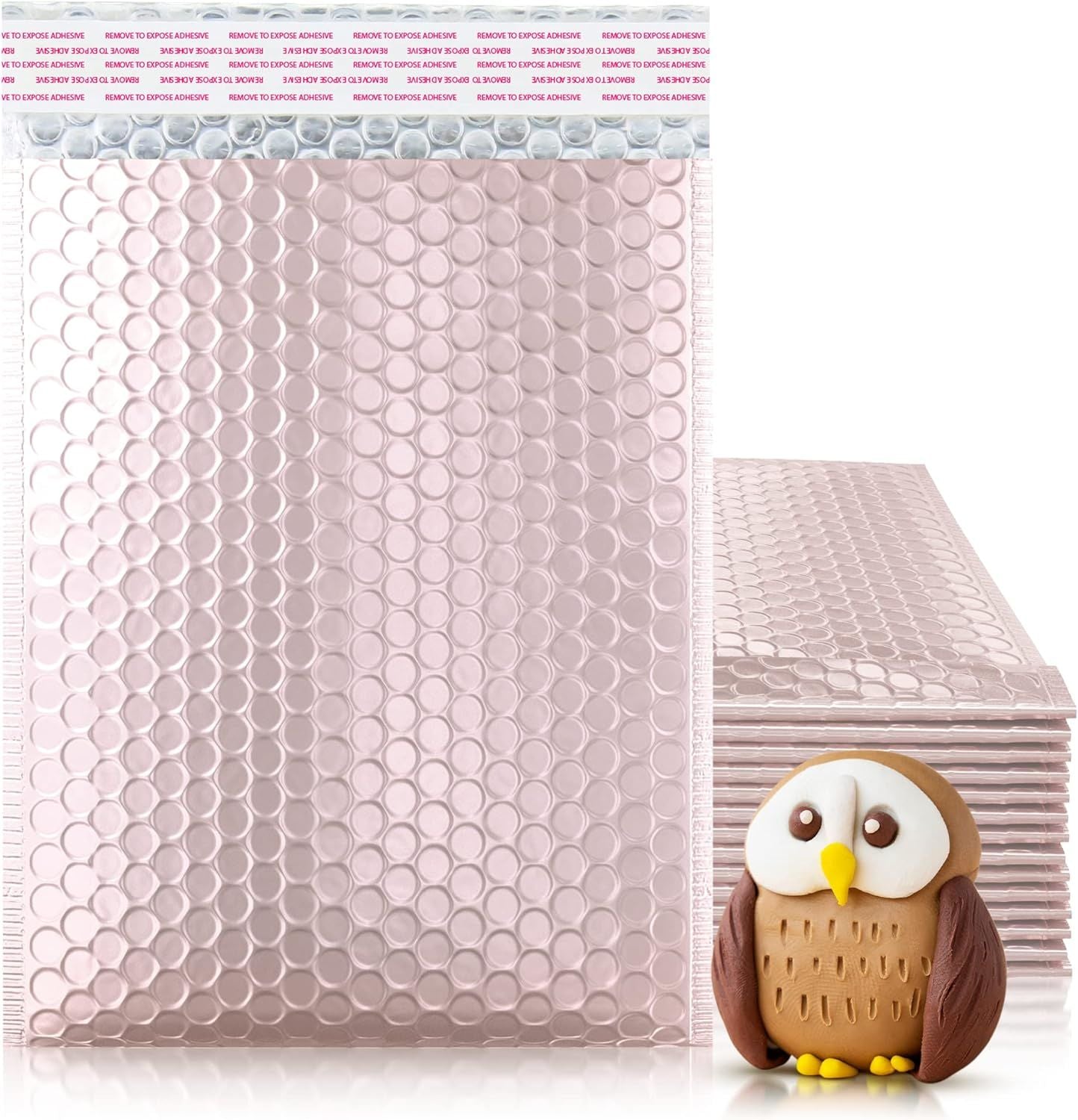 Metallic Rose Gold Bubble Mailers 6.5 x 9; Poly Padded Envelopes Pack of 10; Self Adhesive Padded Shipping Envelopes; Peel and Seal Mail Bubble Envelopes; Water-Resistant Bubble Padded Mailers