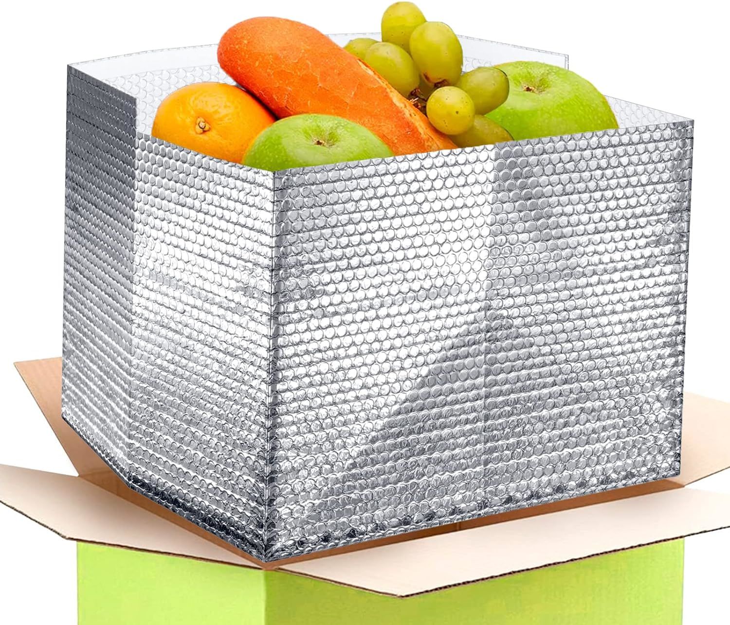 Insulated Box Liners 6x6x6 Inch Size. Pack of 5 Bubble Packaging Bags 6" x 6" x 6" Cold Box Insulation Liners. Foil Insulated Thermal Bags. Bubble The