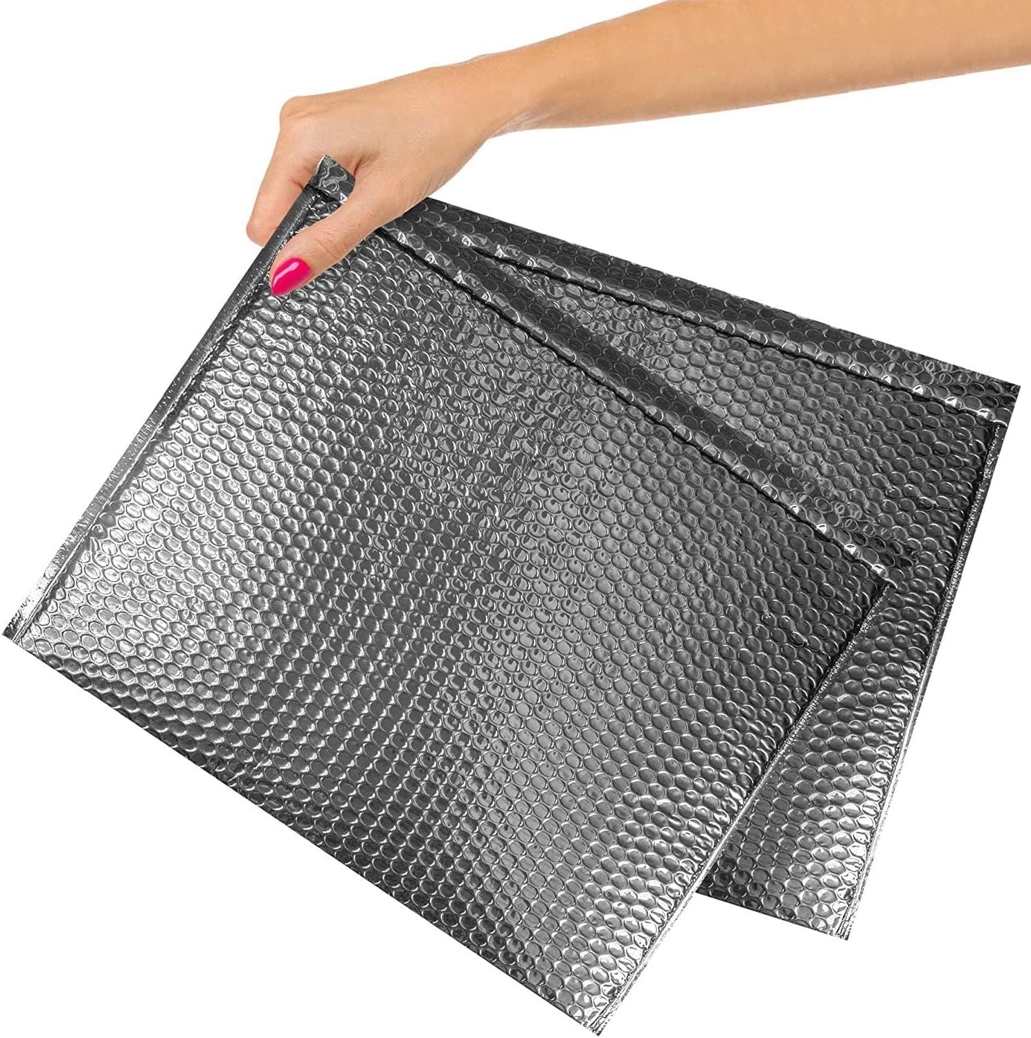 Metallic Silver Bubble Mailers 12.75 x 10.5; Poly Padded Envelopes Pack of 10; Self Adhesive Padded Shipping Envelopes; Peel and Seal Mail Bubble Envelopes; Water-Resistant Bubble Padded Mailers