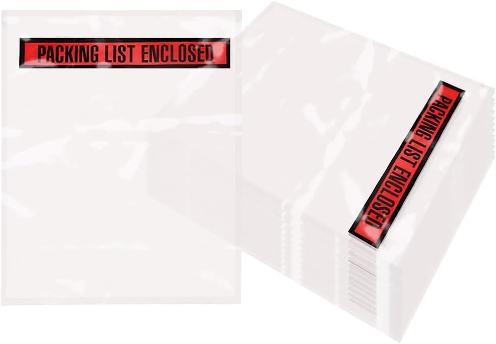 Packing List envelopes 4 x 5.5 Document mailers 4 x 5 1/2 by Amiff. Pack of 100 2 mil Thick envelopes. Red Panel Face"Packing List Enclosed". Peel and