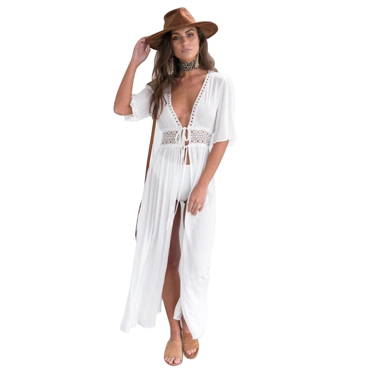 Women Lace Bathing Suit Long Sexy Bikini Swimwear Summer Cover Up