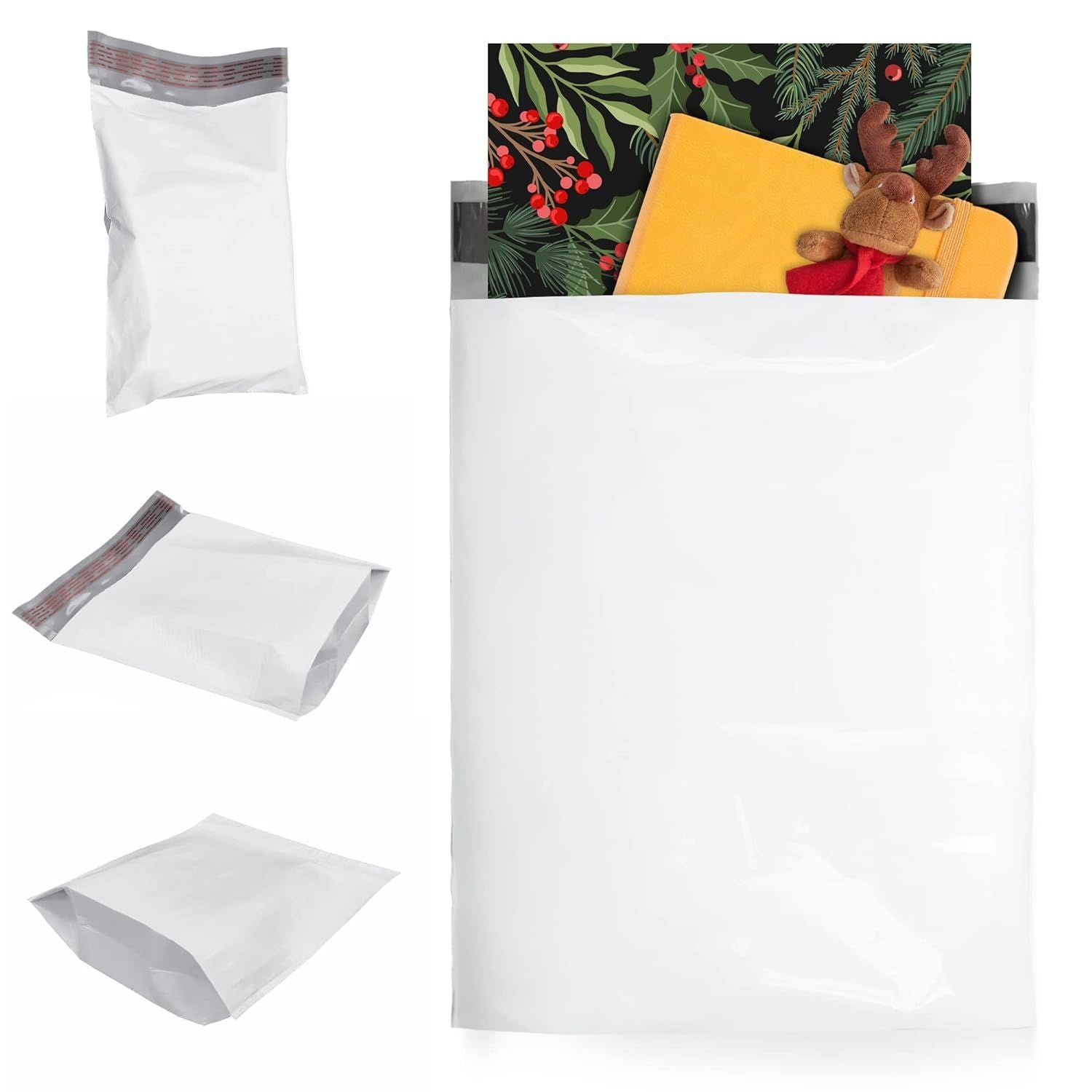 Pack of 1000 White Gusseted Poly Mailers 10 x 13 x 2 Gusseted Shipping Envelopes 2.4 mil Thick with Peel and Seal 10x13x2 Shipping Mailing Waterproof Bags; Lightweight Wrapping Packing