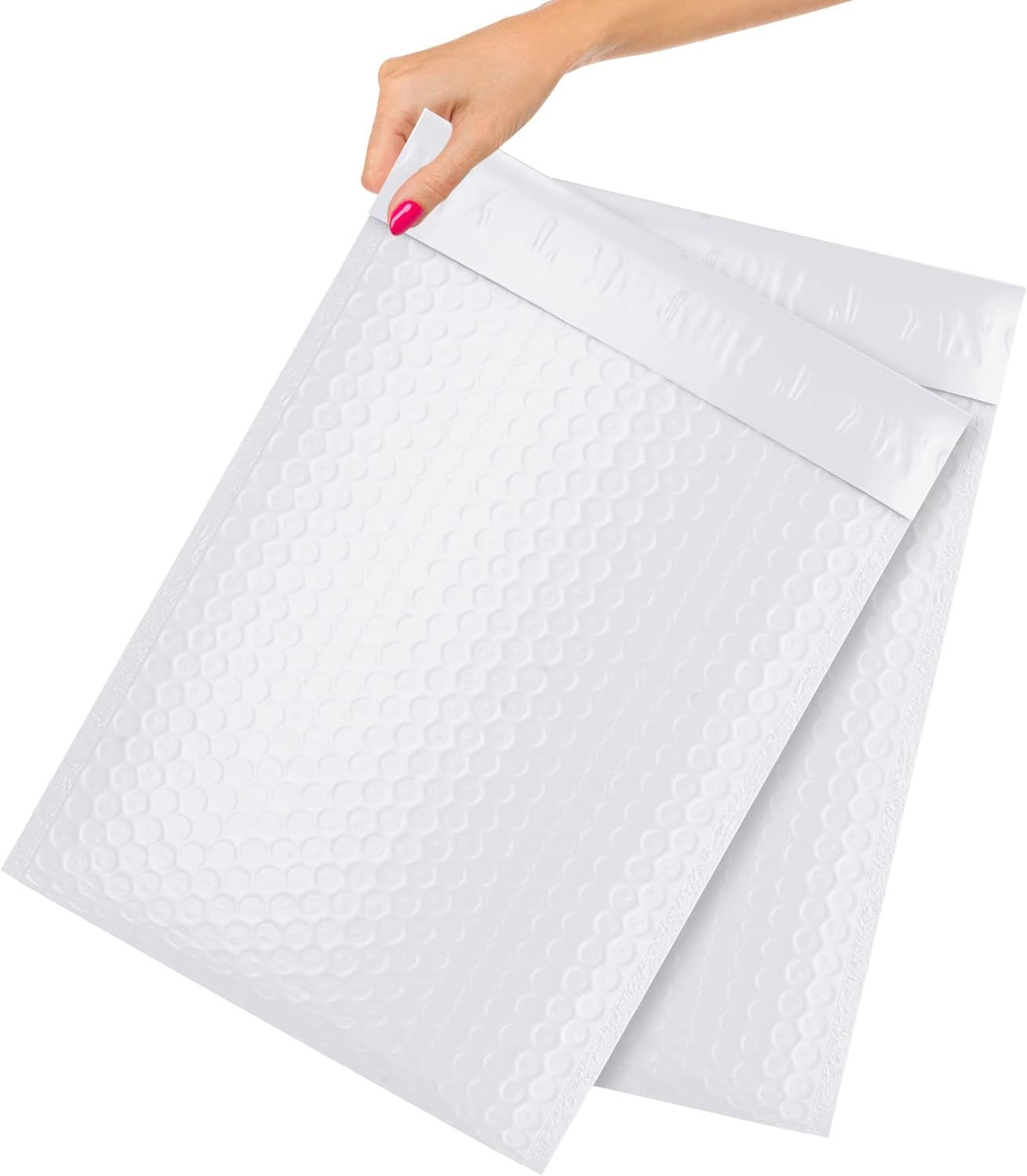 Pack of 100 White Poly Bubble Mailers 8.5 x 13 Peel and Seal Bubble Padded Envelopes. Padded Mailer Envelopes 8 1/2 x 13 Shipping Bags for Mailing; Packing; Packaging in Bulk Wholesale Price