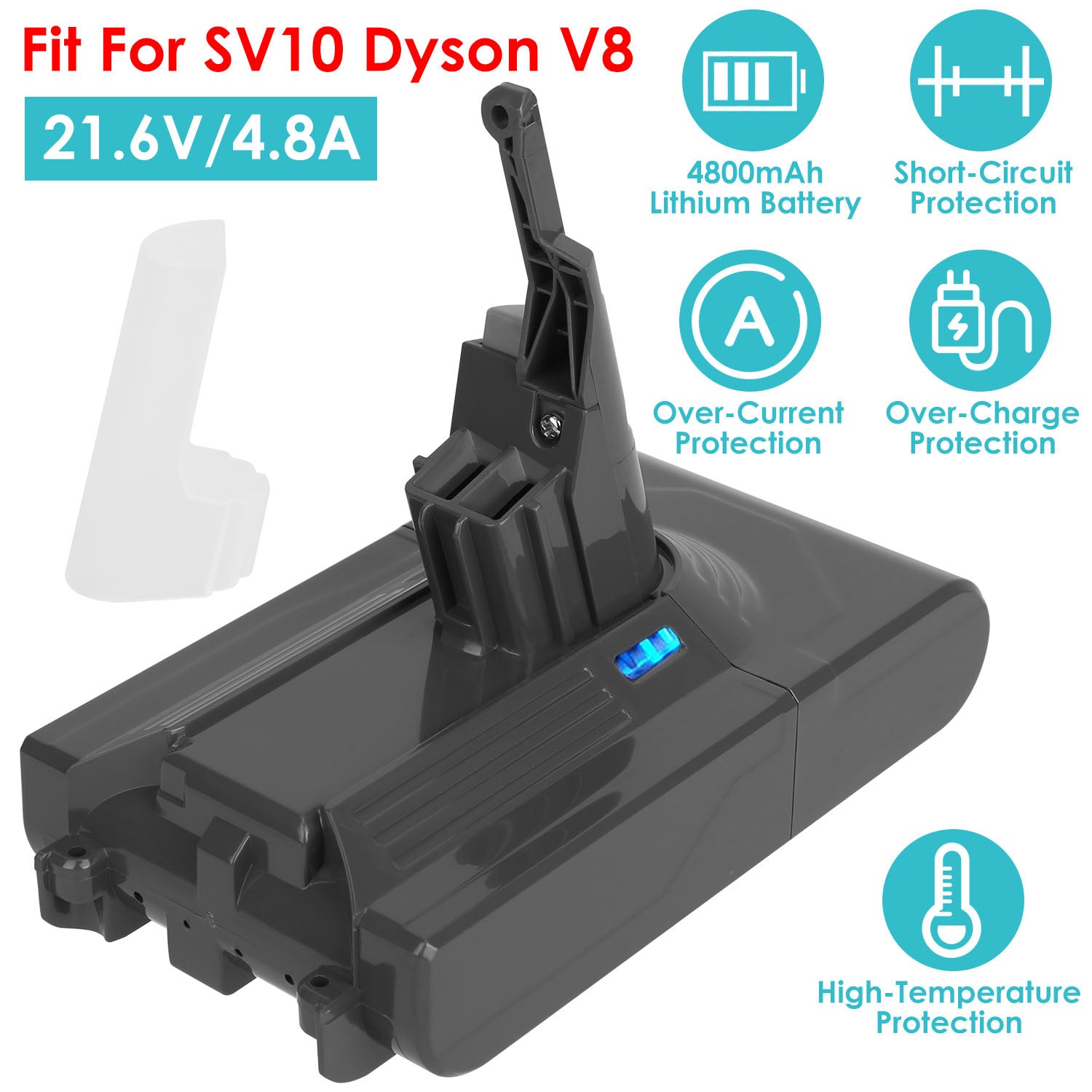 4800mAh 21.6VV8 Battery Replacement Vacuum Cleaner Li-ion Battery