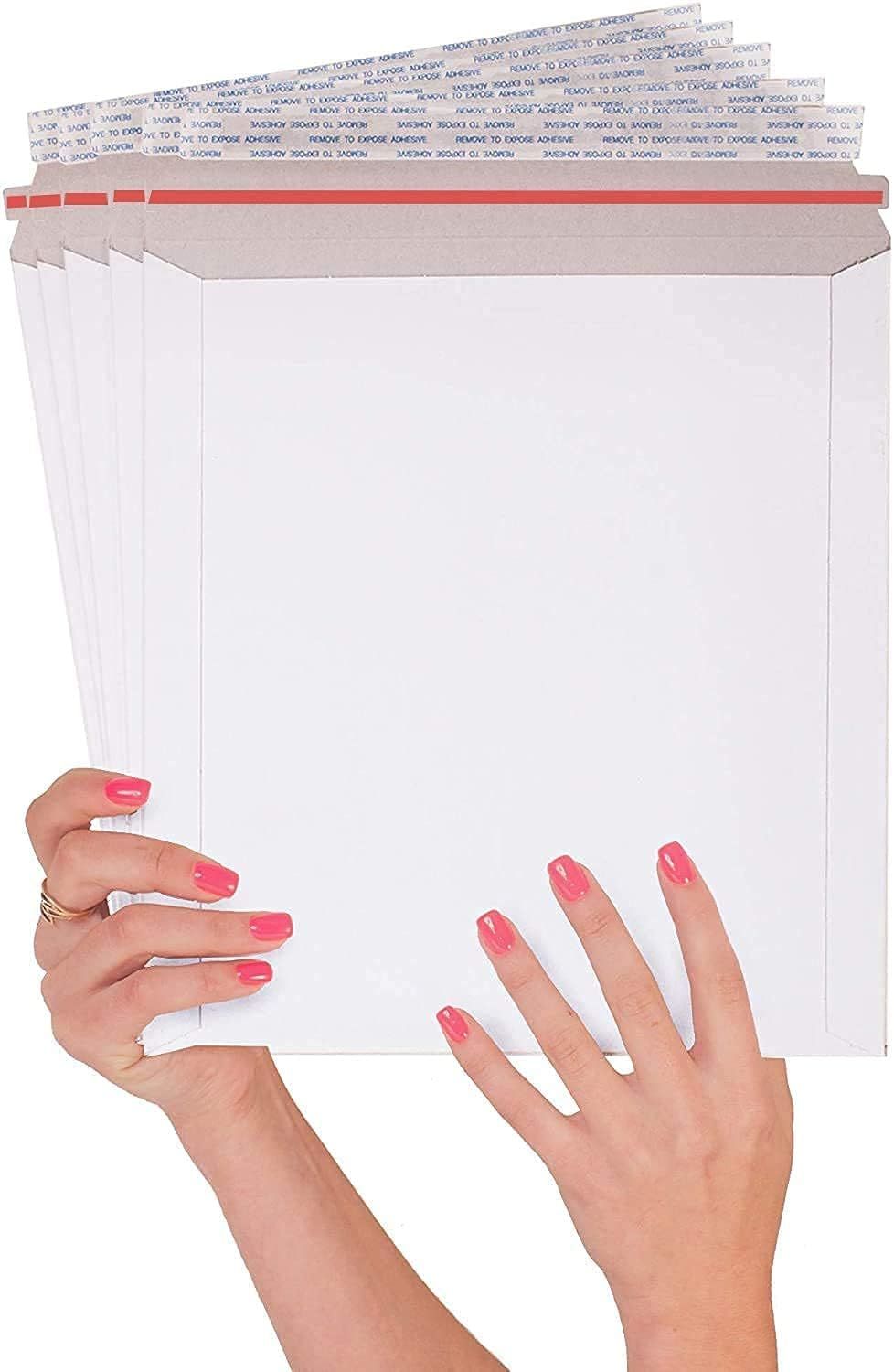 25 Pack Rigid Mailers 9.75 x 12.25 Large Paperboard Envelopes 9 3/4 x 12 1/4 Stay Flat Cardboard Paperboard Fiberboard No Bend Mailers Peel and Seal