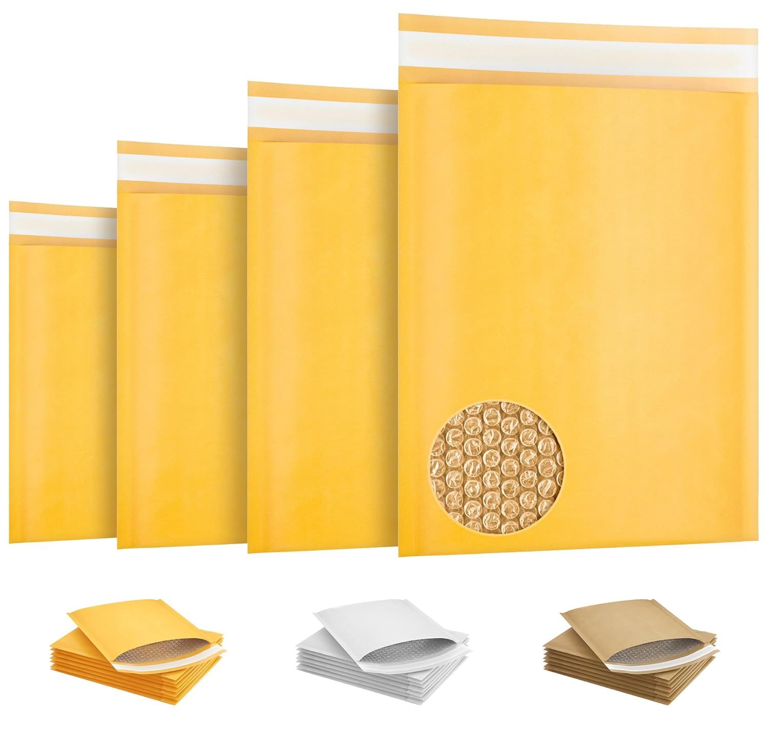 Pack of 5 Yellow Kraft Bubble Mailers 14.25 x 19 Paper Cushion Padded Envelopes 14 1/2 x 19 Peel and Seal for Mailing Shipping Packing and Packaging