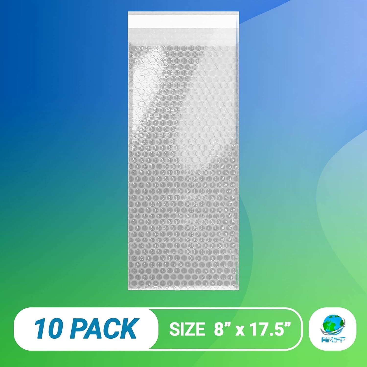 Pack of 10 Clear Bubble Out Bags 8 x 17.5 Padded Cushioned Pouches 8 x 17 1/2 Waterproof Poly Mailing Bags with Self-Sealing for Shipping Packing and 
