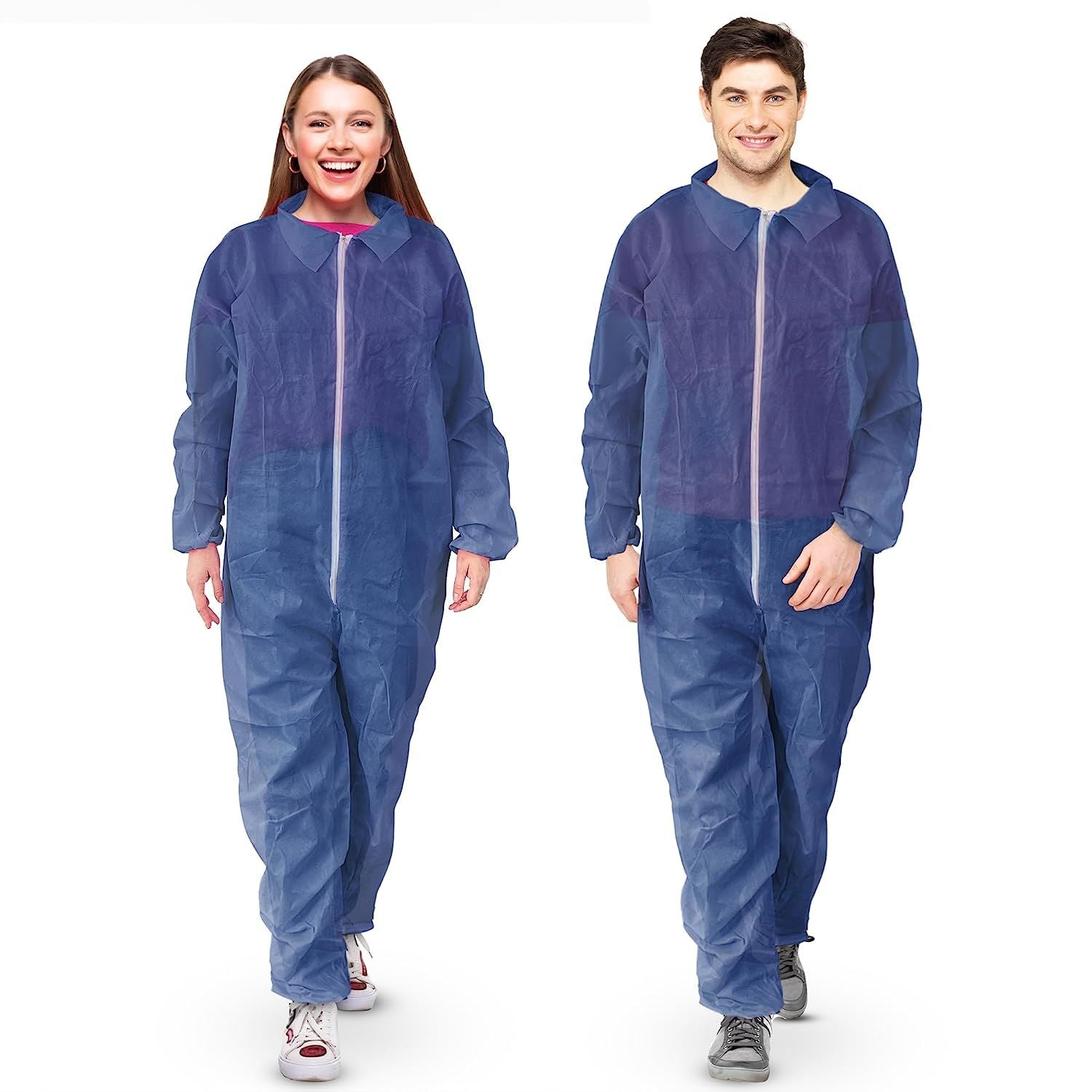 Hazmat Suits; Disposable Coveralls 3X-Large. Navy Blue Paint Suit; Disposable Coverall. 30 gsm Polypropylene Painters Suit with Zipper Front and Elastic Wrists. Adult Workwear