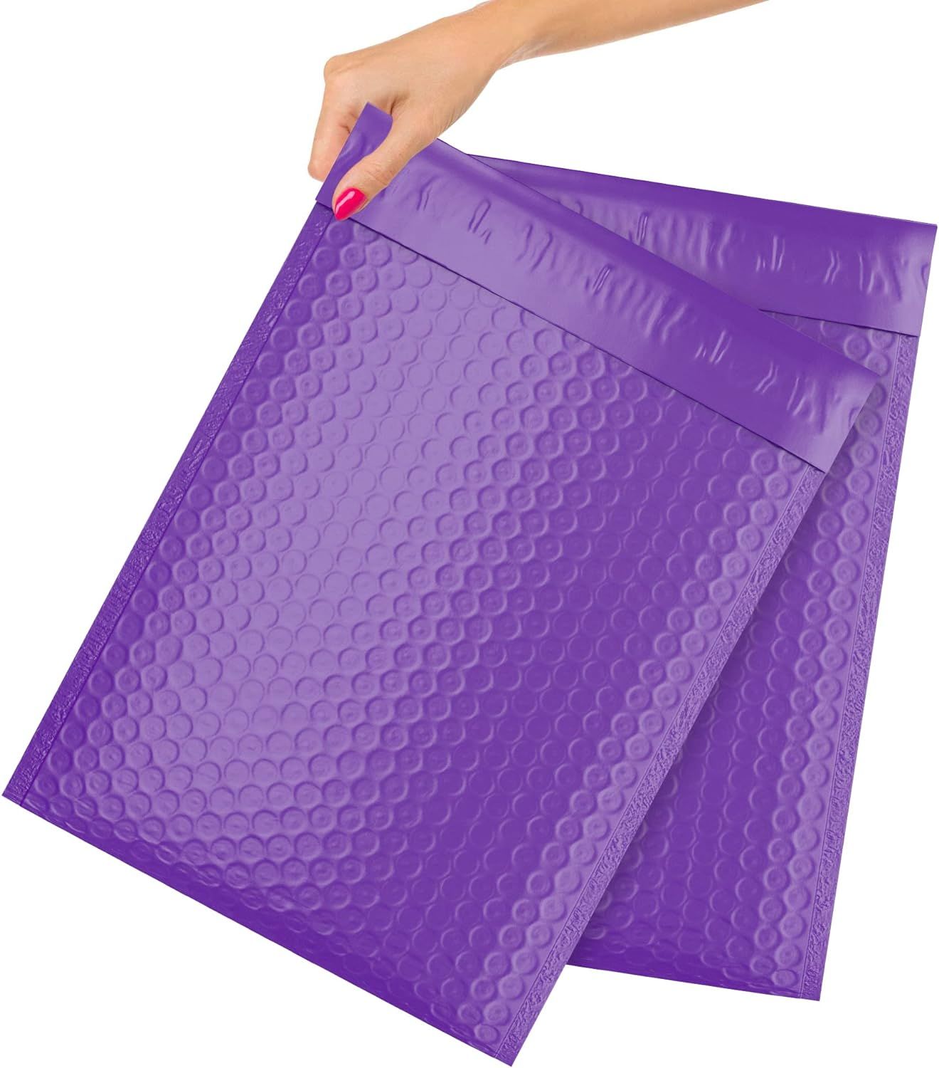 Poly Bubble Mailers 10.5" x 15"; Pack of 10 Purple Padded Shipping Envelopes for Mailing; Tear-Proof Bubble Mailer Padded Envelopes; Waterproof Bubble Envelopes Bulk; Self-Seal Padded Mailers