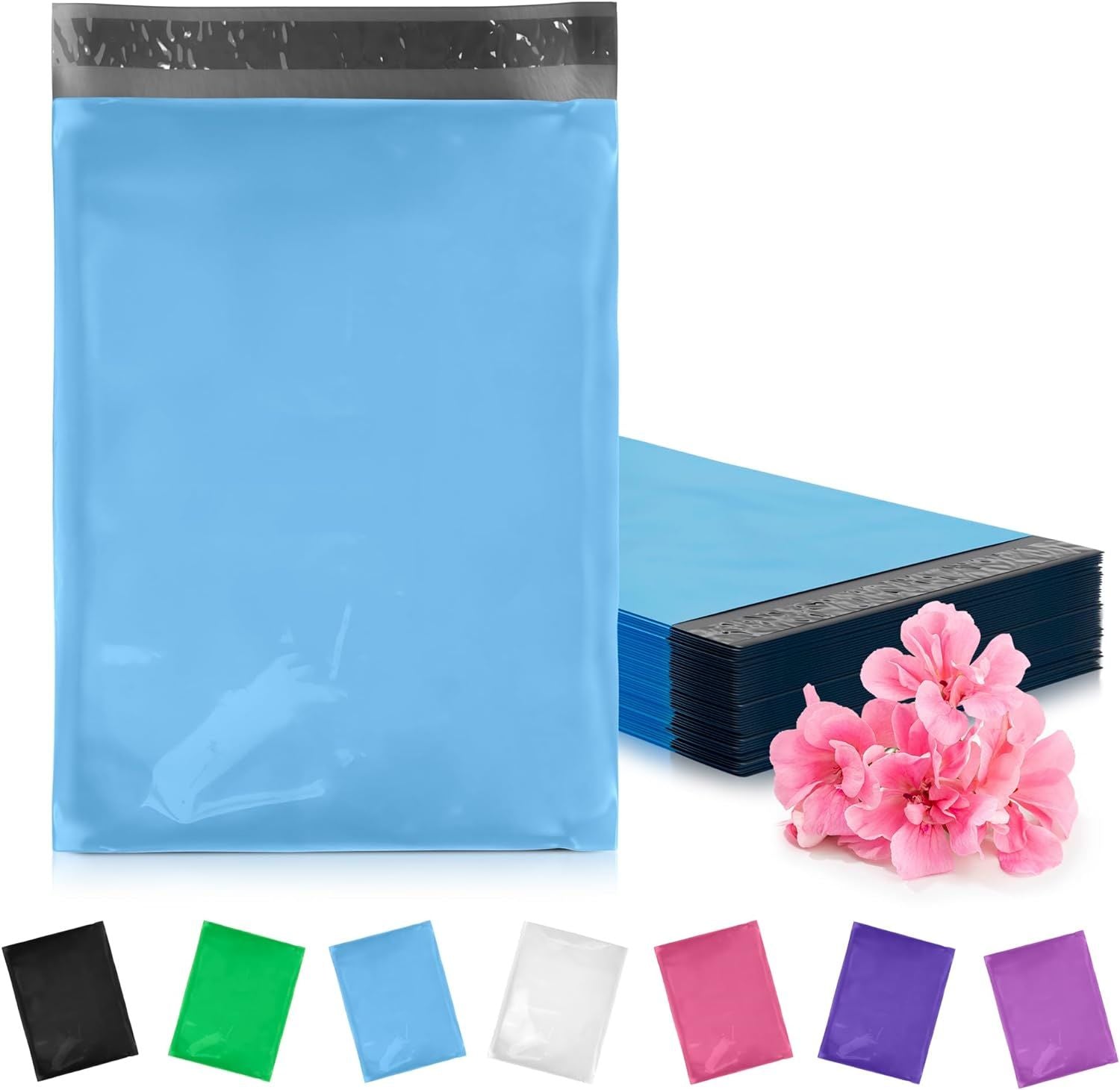 Poly Mailers 9 x 12. Pack of 100 Blue Plastic Envelopes 2 Mil for Clothes. Medium Apparel Mailing Bags. Self-Seal Waterproof Shipping Packages 9x12 for Documents; Clothing; Small Business