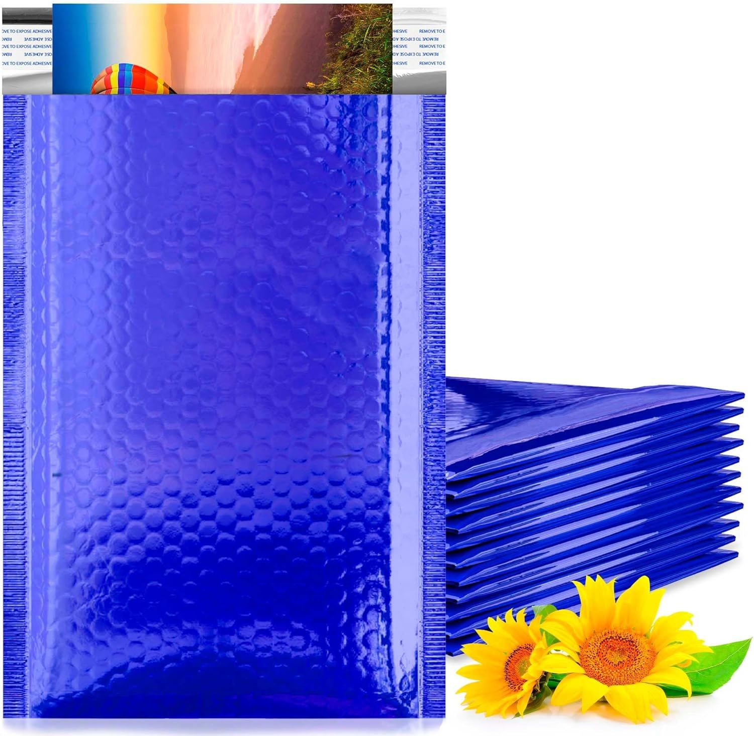 Blue Bubble Mailers 4x7 Metallic Padded Envelopes Pack of 50 Cushioned Mailing Envelopes Padded; Self-Seal Bubble Envelopes; Padded Shipping Envelopes; Cute Packaging for Small Business