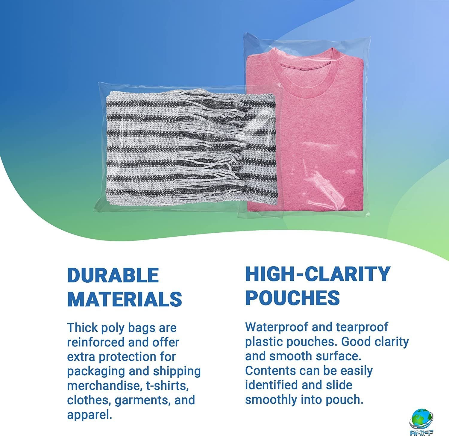 Clear Poly Bags 18" x 24"; Pack of 50 Clear Packaging Bags for Small Business; Non-Sticky 2 Mil Poly Bag; No Print Plastic Bags for Packaging Products
