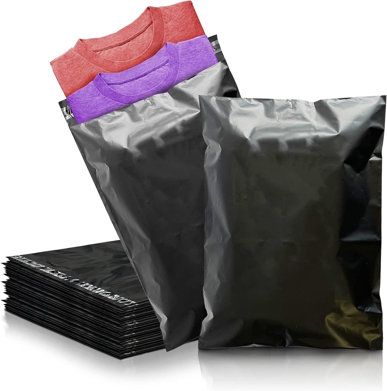 Pack of 100 Black Poly Mailers 7.5 x 10.5 Shipping Bags for Clothing 3.2 mil. Poly Mailer Bags 7 1/2 x 10 1/2 Plastic Mailing Envelopes for Clothes. Tear Proof Mailer