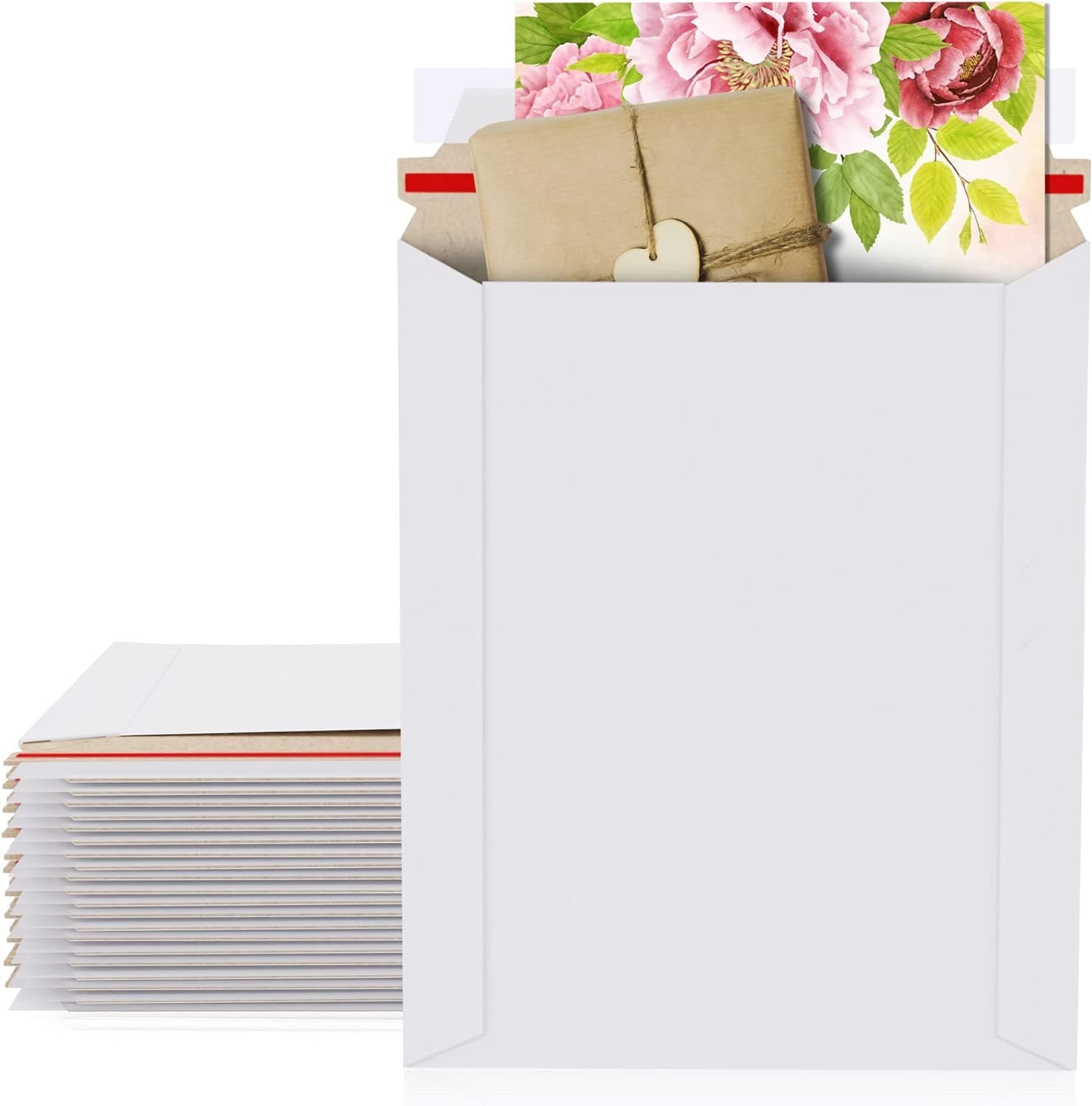 Rigid Mailers 11 x 13.5 Paperboard Mailers 11 x 13 1/2. Pack of 25 White Photo Mailers; Stay Flat Mailers; No bend; Self Sealing; Documents Chipboard Envelopes; Mailing; Shipping; Packaging