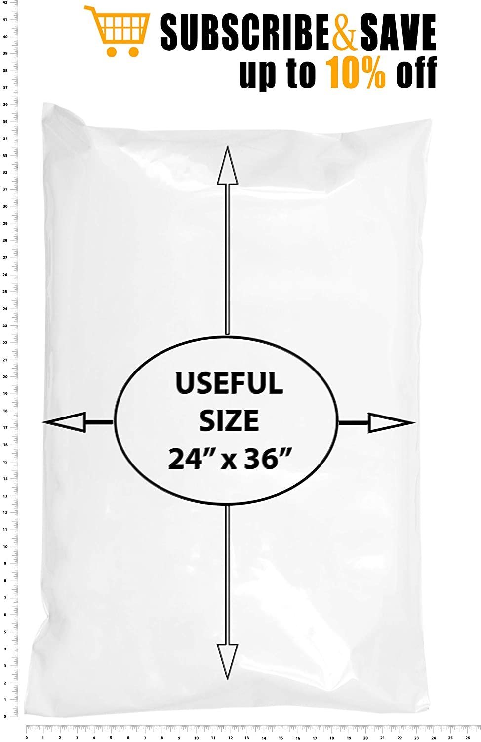 Clear Poly Bags 24" x 36"; Pack of 50 Clear Packaging Bags for Small Business; Non-Sticky 2 Mil Poly Bag; No Print Plastic Bags for Packaging Products