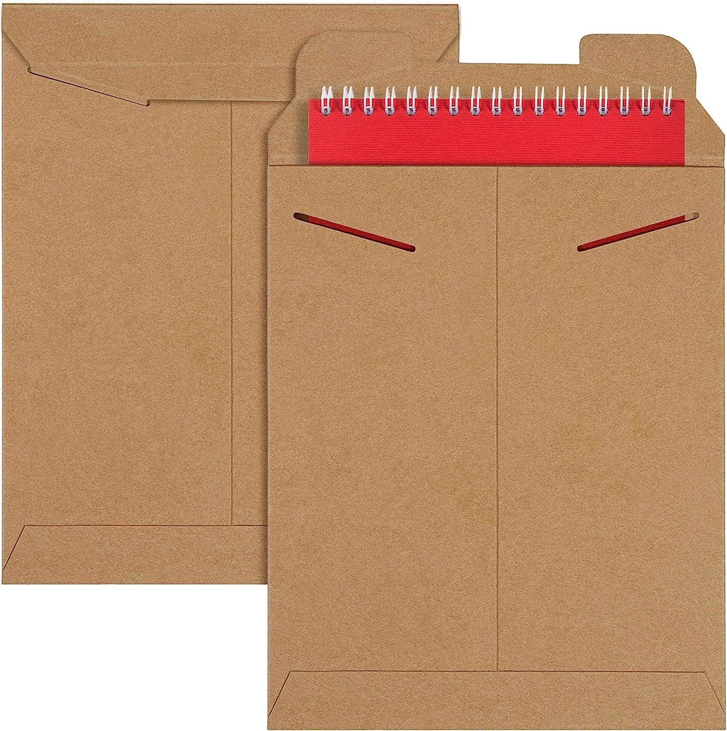 Pack of 10 Tab Lock Mailers 9.75 x 12.25 Kraft Chipboard Envelopes 9 3/4 x 12 1/4 Rigid Paperboard Mailers Locking Tab Closure No Bend Mailers for Documents Photos CD DVD Jewelry; Wholesale Price