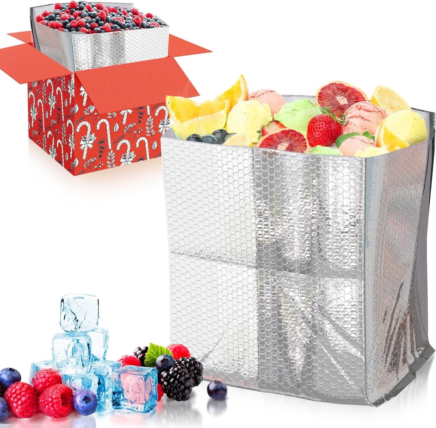 Insulated Box Liners 8x8x8 Inch Size. Pack of 10 Double Layer Bubble Packaging Bags 8" x 8" x 8" Cold Box Insulation Liners. Foil Insulated Thermal Ba