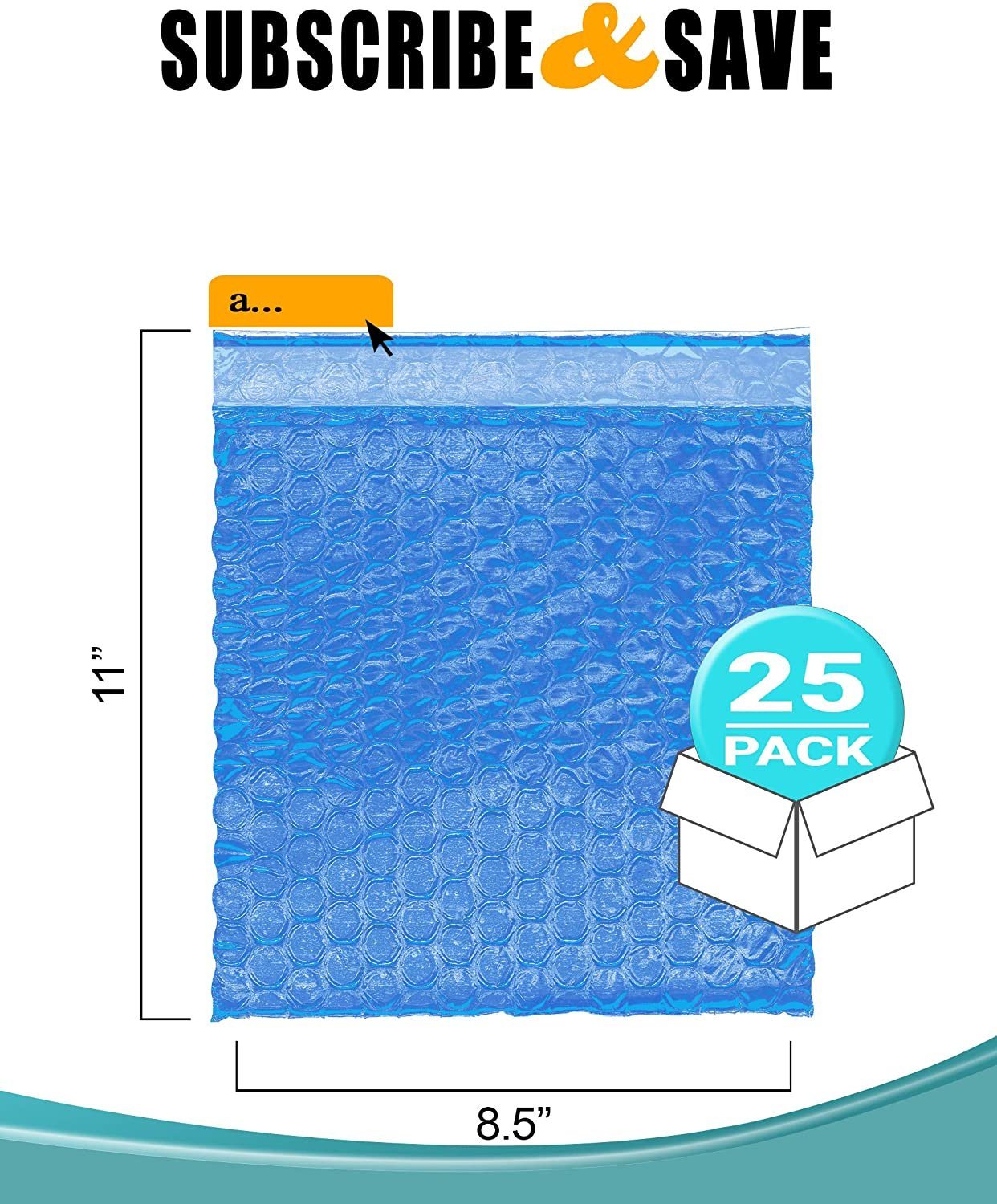 Blue Bubble Out Bags 8.5 x 11. Pack of 25 Double Walled Bubble Out Pouches 8 1/2 x 11; Cushion Bags; Self-Seal Protective Wrap; Shockproof Foam Bags f