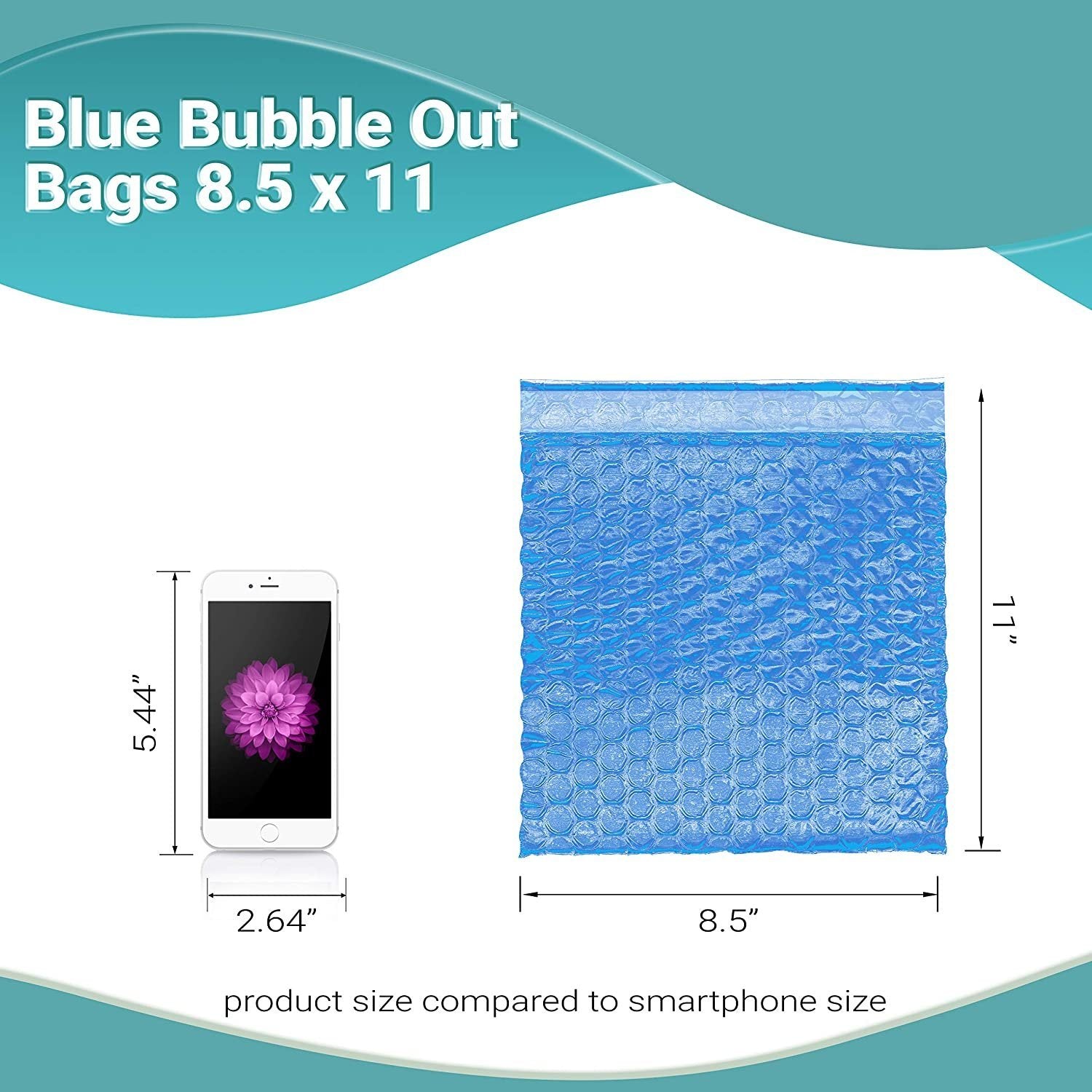 Blue Bubble Out Bags 8.5 x 11. Pack of 25 Double Walled Bubble Out Pouches 8 1/2 x 11; Cushion Bags; Self-Seal Protective Wrap; Shockproof Foam Bags f