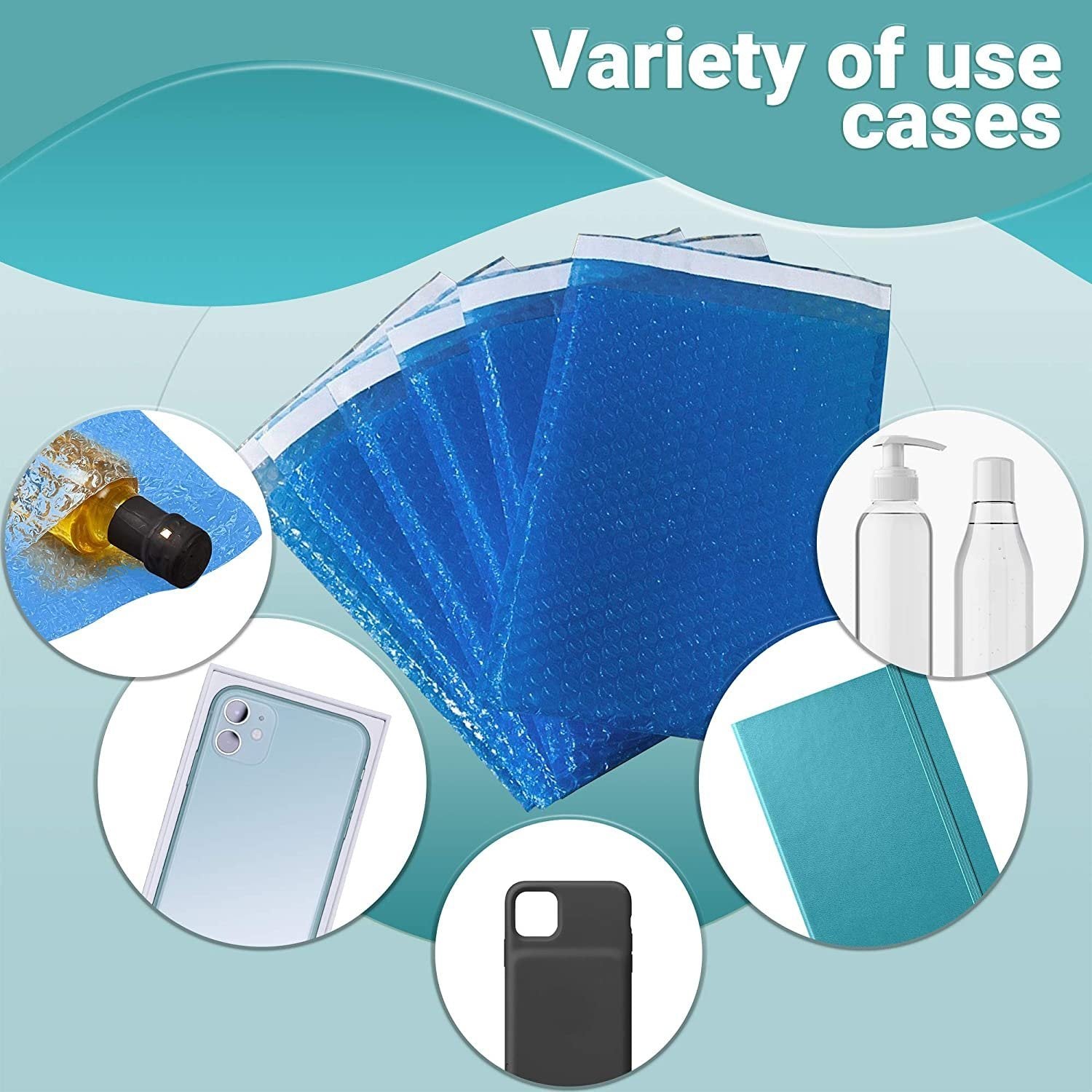 Blue Bubble Out Bags 8.5 x 11. Pack of 25 Double Walled Bubble Out Pouches 8 1/2 x 11; Cushion Bags; Self-Seal Protective Wrap; Shockproof Foam Bags f