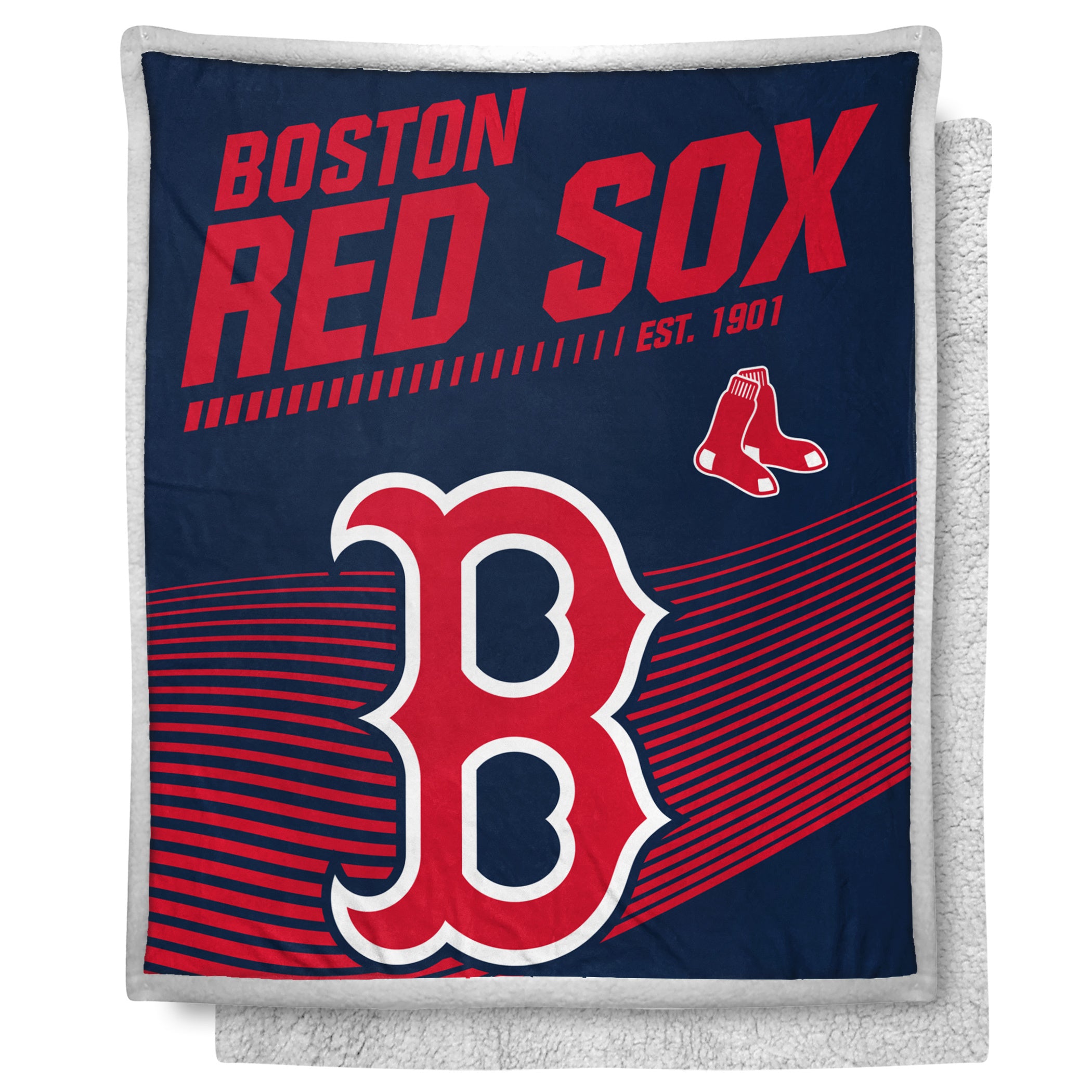 Red Sox OFFICIAL MLB "New School" Mink Sherpa Throw Blanket; 50" x 60"